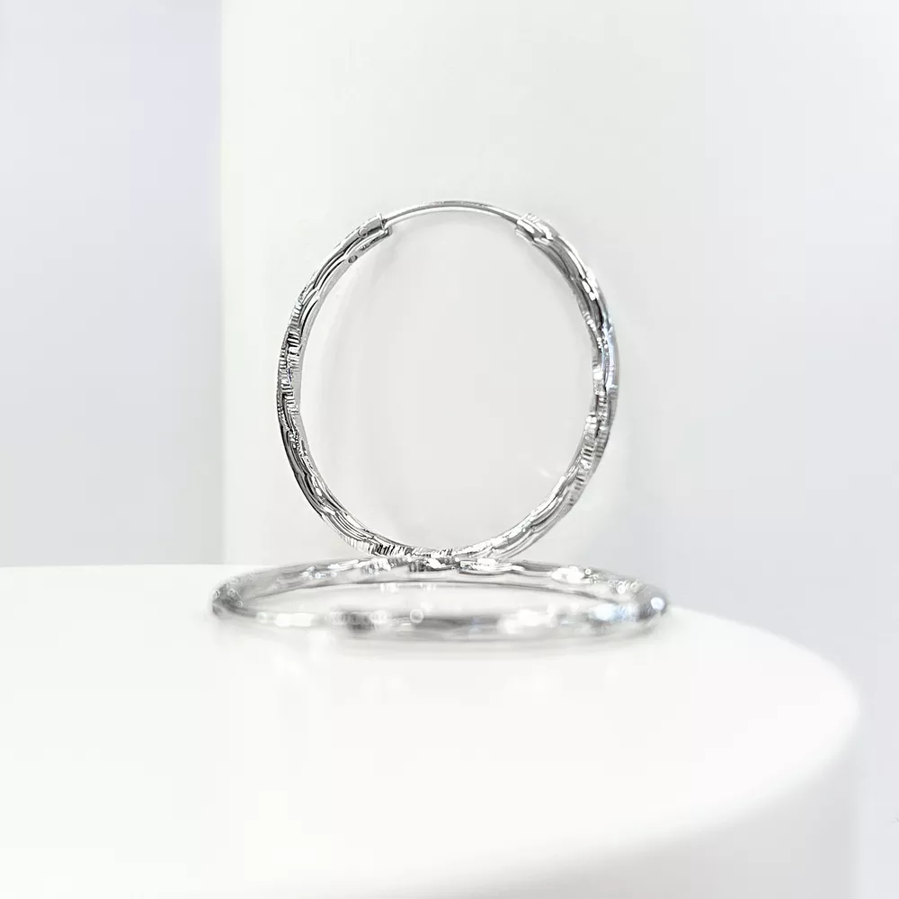 گوشواره حلقه ای نقره ای تراشه ژوپینگ کد 317070213