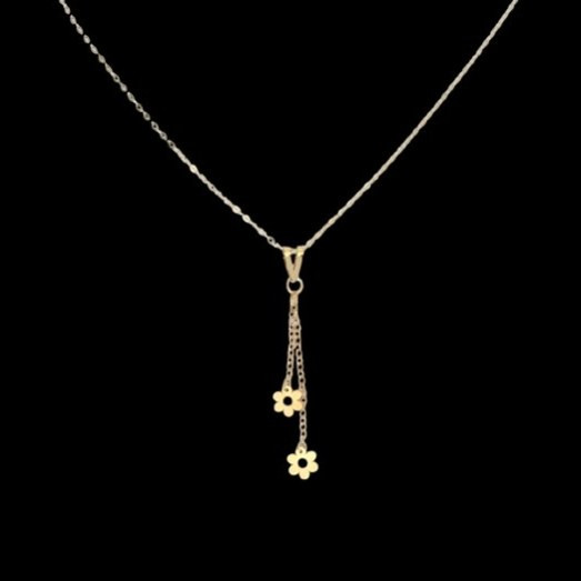 گردنبند طلا 18 عیار گل دوبل 0.390گرم