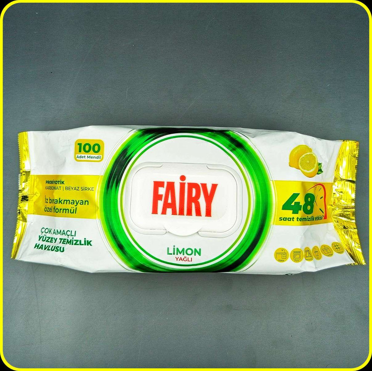 دستمال مرطوب چندمنظوره Fairy فِیری مدل Lavender و Limon بسته 100 عددی | Fairy Multi-Purpose Surface Cleaning Wipes