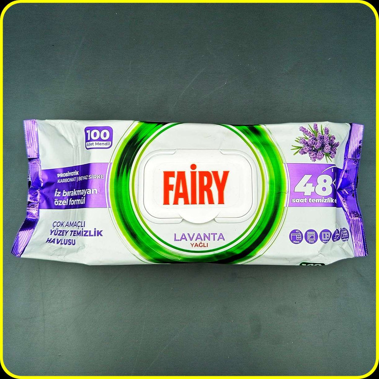 دستمال مرطوب چندمنظوره Fairy فِیری مدل Lavender و Limon بسته 100 عددی | Fairy Multi-Purpose Surface Cleaning Wipes