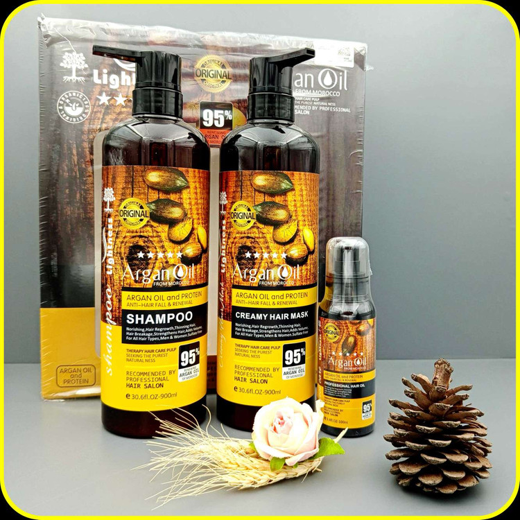 پک آرگان لایتنس اصل 3 عددی بدون سولفات | Lightness Argan Oil Pack
