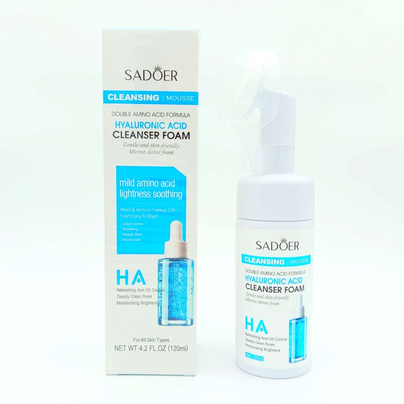 فیس واش موس صورت SADOER مدل Mousse Face Wash - حجم 120ml | آبرسان و پاکسازی عمیق پوست