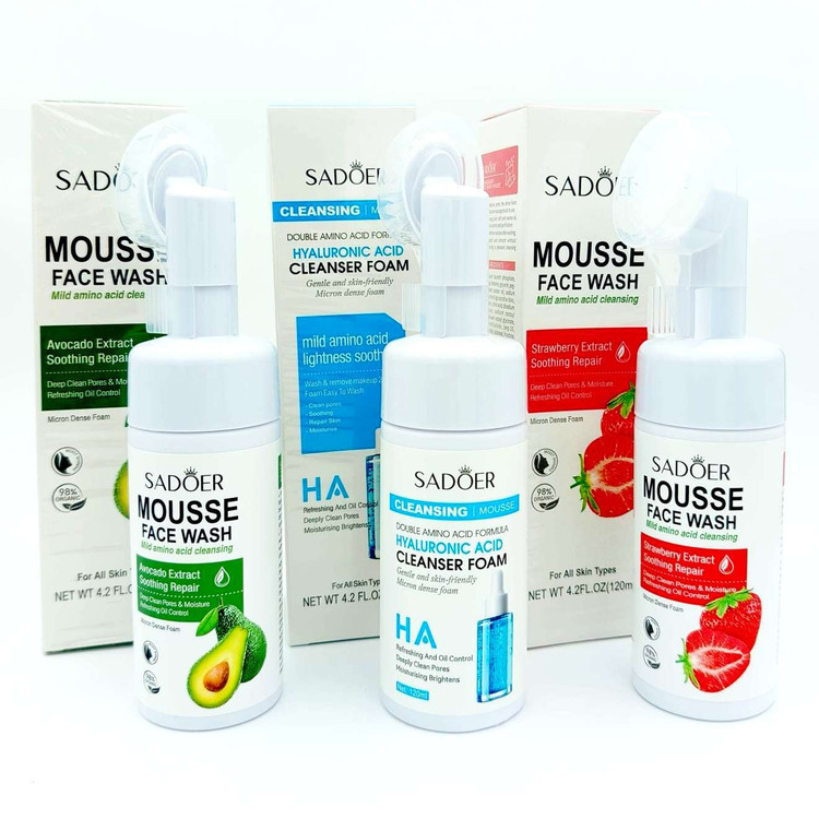 فیس واش موس صورت SADOER مدل Mousse Face Wash - حجم 120ml | آبرسان و پاکسازی عمیق پوست