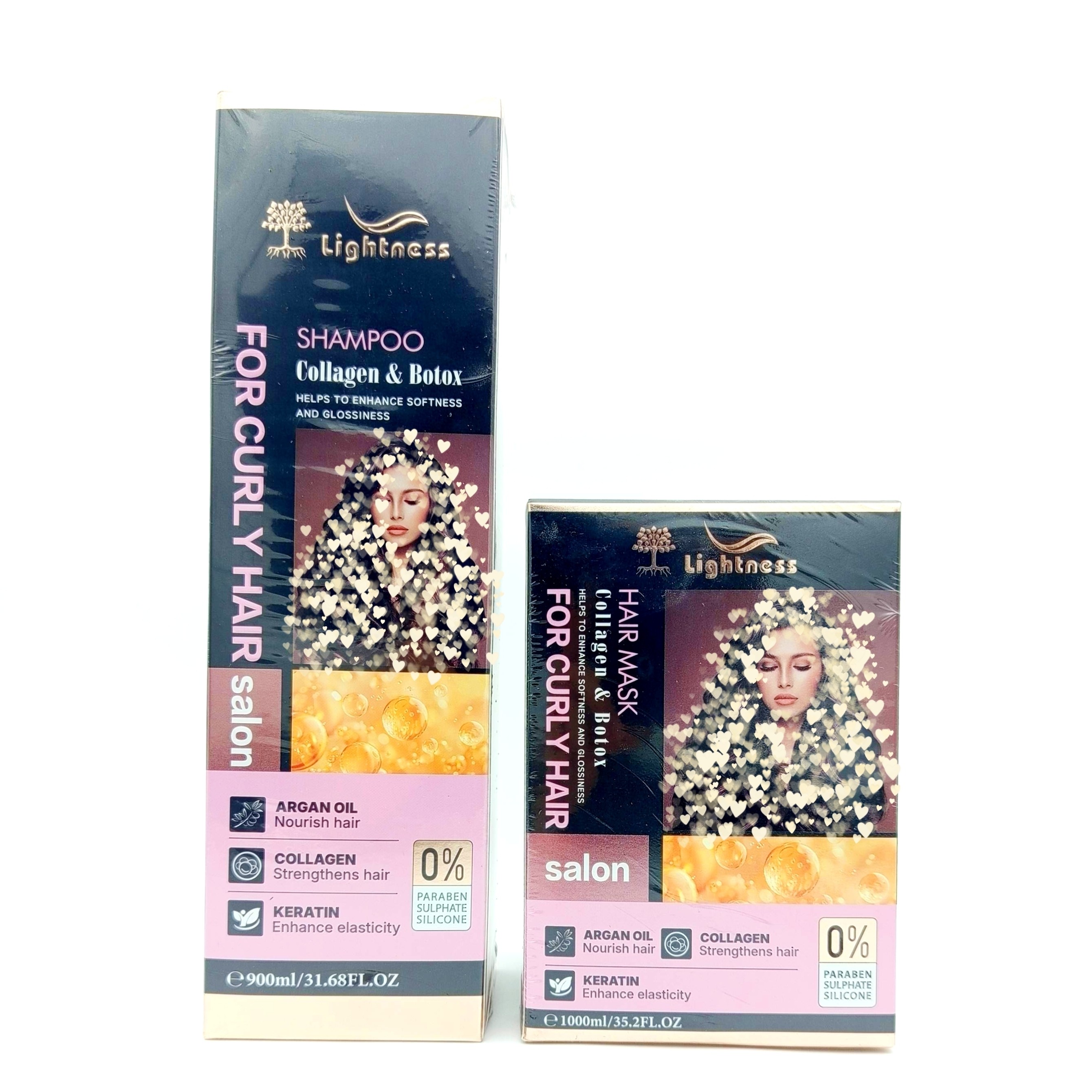 شامپو و ماسک مو Lightness برای موهای فر Collagen and Keratin