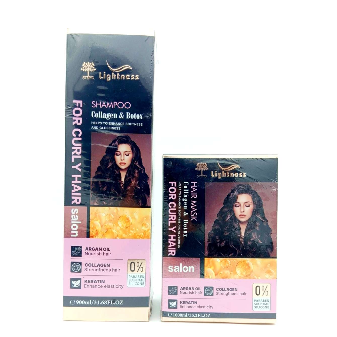 شامپو و ماسک مو Lightness برای موهای فر Collagen and Keratin