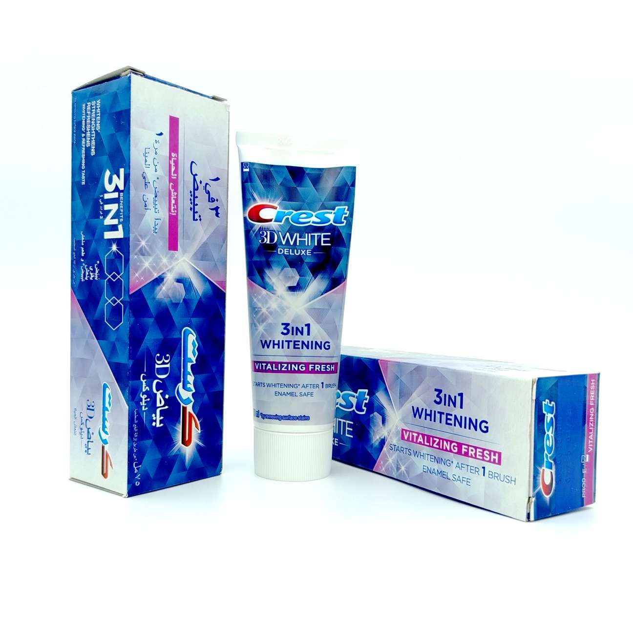 خمیر دندان کرست مدل Crest 3D White Deluxe نسخه 3 در 1 - مدل Vitalizing Fresh