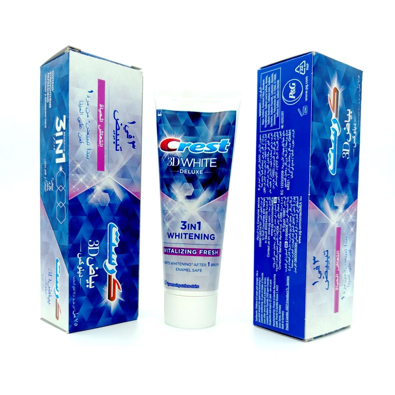 خمیر دندان کرست مدل Crest 3D White Deluxe نسخه 3 در 1 - مدل Vitalizing Fresh
