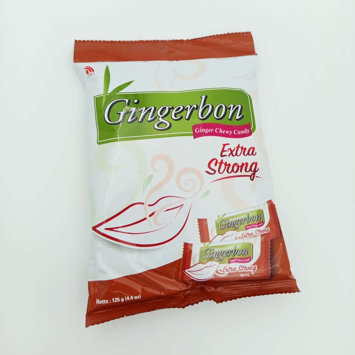 آبنبات زنجبیلی جویدنی Gingerbon Extra Strong وزن 125 گرم | طعم قوی و خاص