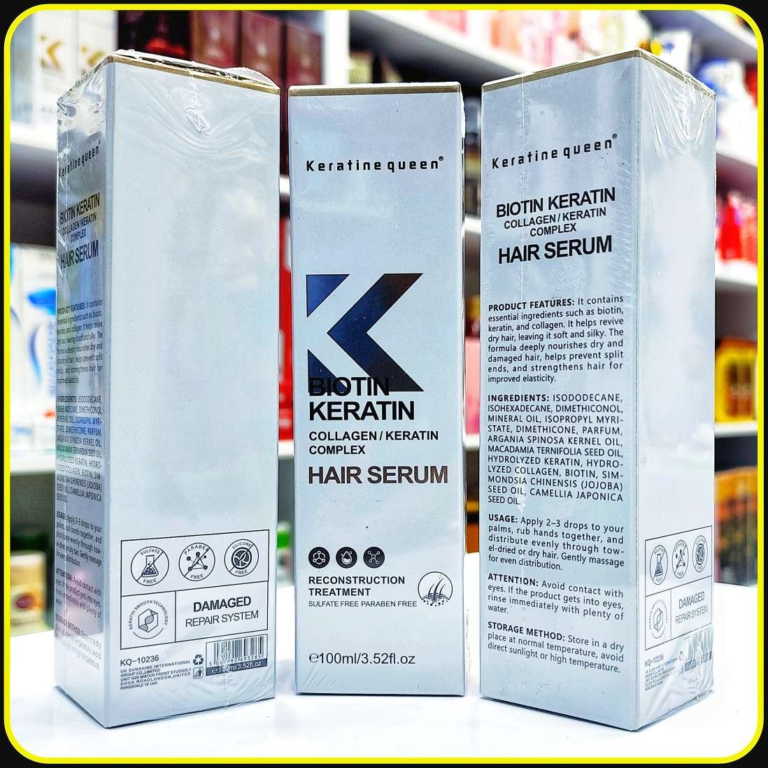 سرم مو بیوتین کراتین Keratine Queen مدل Biotin Keratin Hair Serum حجم 100 میلیلیتر
