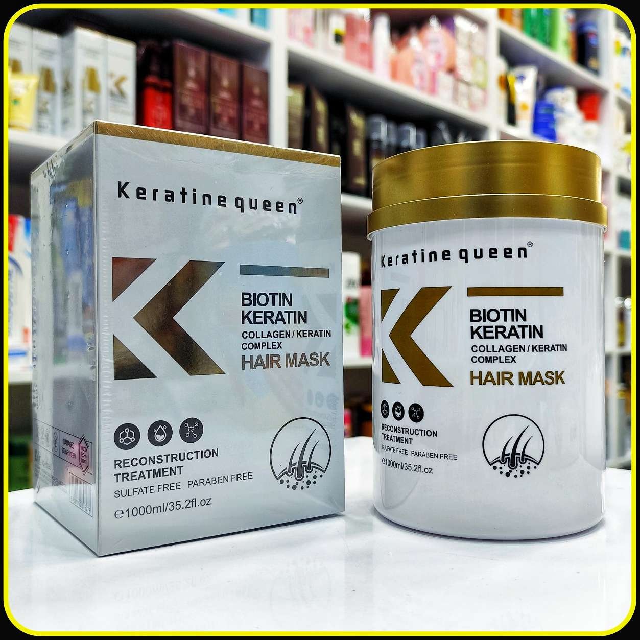ماسک مو بیوتین کراتین Keratine Queen حجم 1000 میلیلیتر | Biotin Keratin Hair Mask