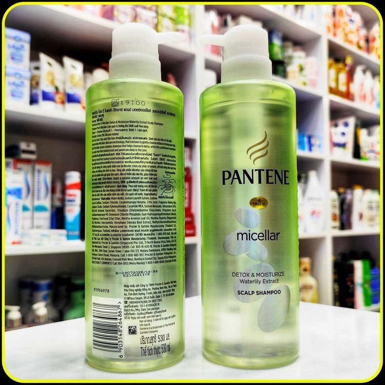 شامپو میسلار پنتن دتوکس و مرطوبکننده با عصاره نیلوفر آبی Pantene Micellar Detox and Moisturize Scalp Shampoo 530ml