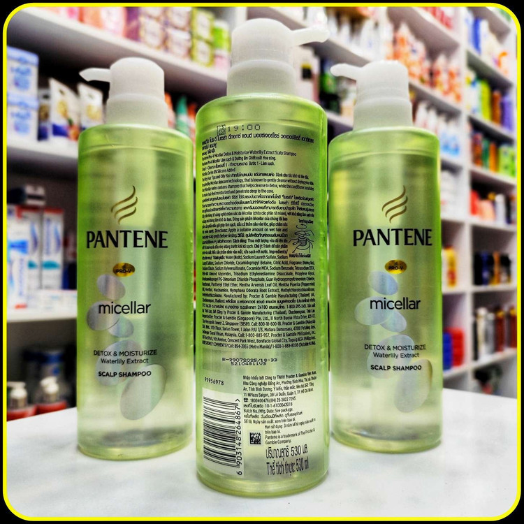 شامپو میسلار پنتن دتوکس و مرطوبکننده با عصاره نیلوفر آبی Pantene Micellar Detox and Moisturize Scalp Shampoo 530ml