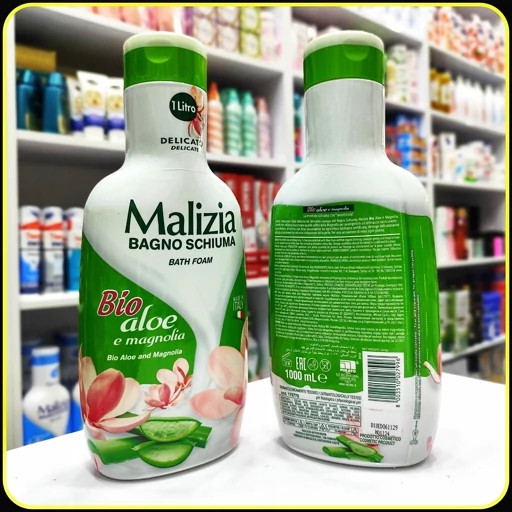 شامپو بدن مالیزیا آلوئه ورا و ماگنولیا 1 لیتری | Malizia Bagno Schiuma Bio Aloe e Magnolia Bath Foam