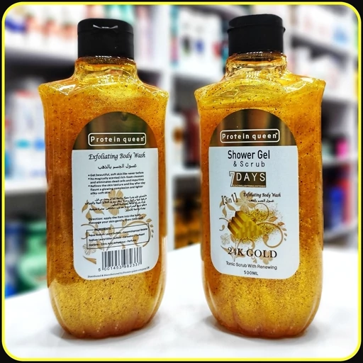 شاور ژل و اسکراب بدن Protein Queen 24K Gold حجم 500 میلیلیتر | Exfoliating Body Wash