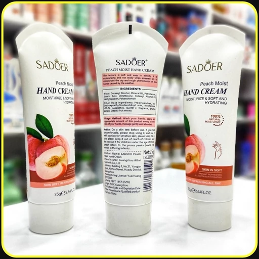 کرم دست هلو سادور SADOER Peach Moist Hand Cream حجم 75 گرم