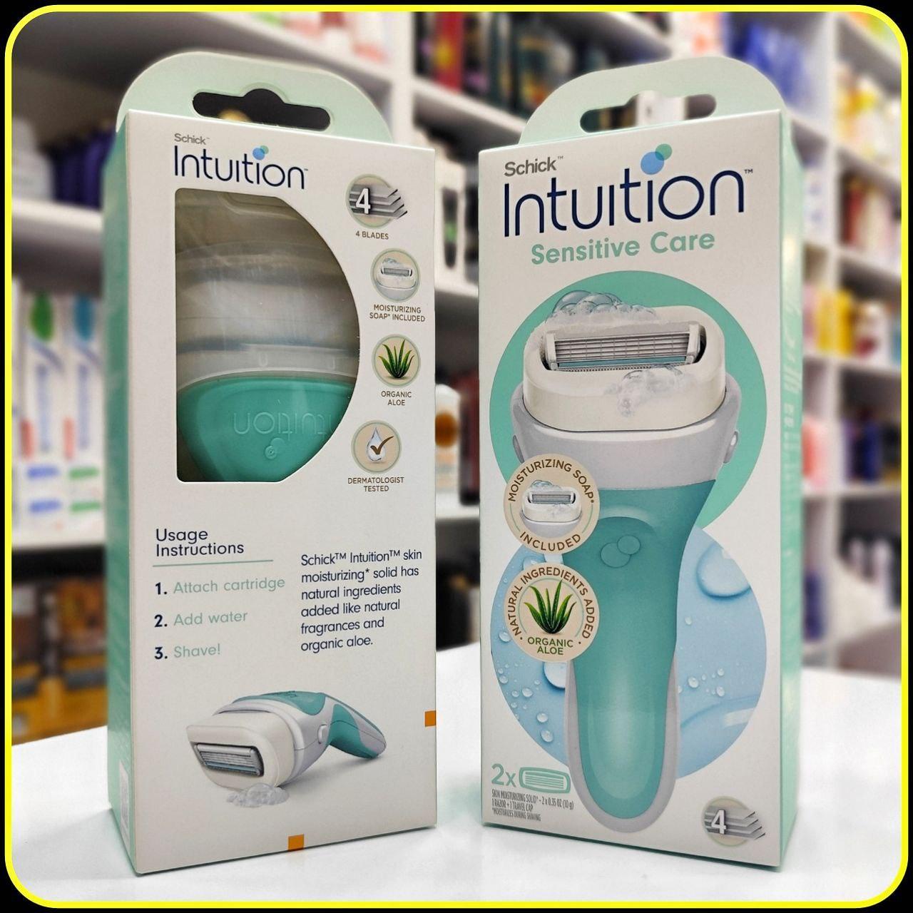 خودتراش زنانه شیک اینتویشن Sensitive Care مدل Schick Intuition Sensitive Care با 4 تیغه و آلوئهورا