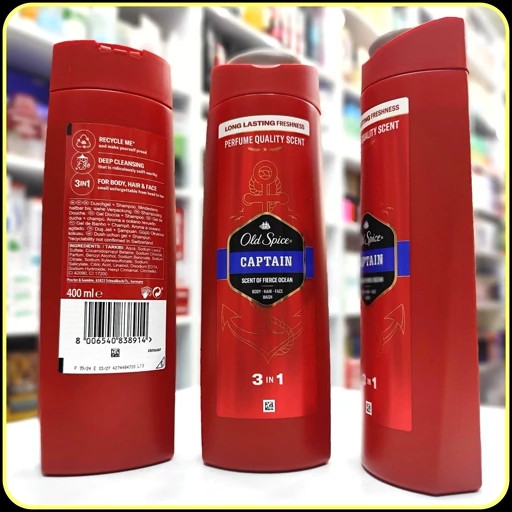 شوینده سر و صورت و بدن معطر 3کاره اولد اسپایس نوع Old Spice Captain 3in1 400ml