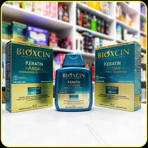 شامپو ترمیم کننده کراتین و آرگان بایوکسین Bioxcin Keratin Argan Repairing Shampoo حجم 300 میلیلیتر