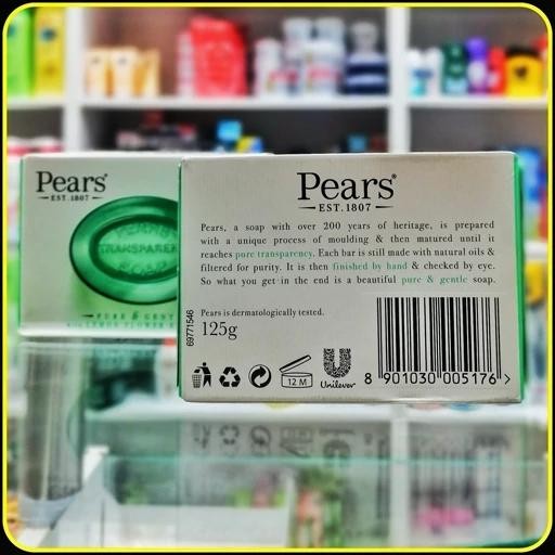 صابون شفاف پیور اند جنتل پیرز 125 گرم با عصاره گل لیمو | Pears Pure & Gentle Transparent Soap 125g