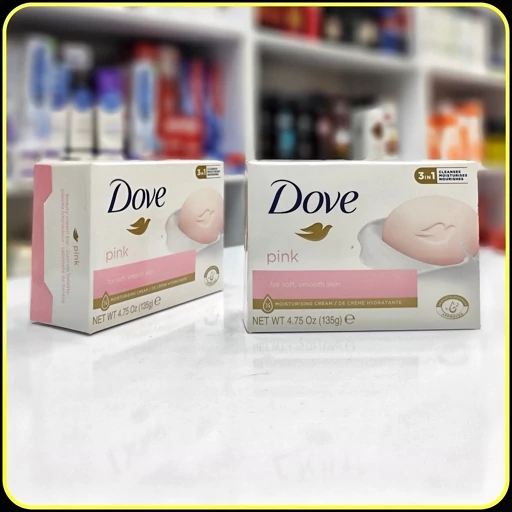 صابون کرمی داو صورتی Dove Pink مدل Beauty Bar سهکاره، وزن 135 گرم