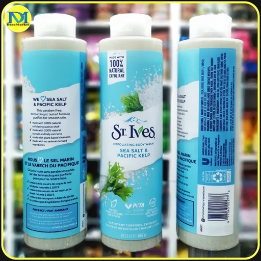 شوینده بدن لایهبردار نمک دریایی و جلبک دریایی سنت ایوز St. Ives Sea Salt & Pacific Kelp حجم 650 میلیلیتر
