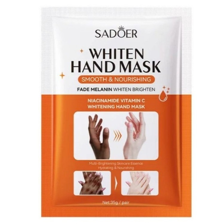 ماسک دست سفید کننده ویتامین سی و نیاسینامید سادور SADOER Whiten Hand Mask روشن کننده و ضد لک