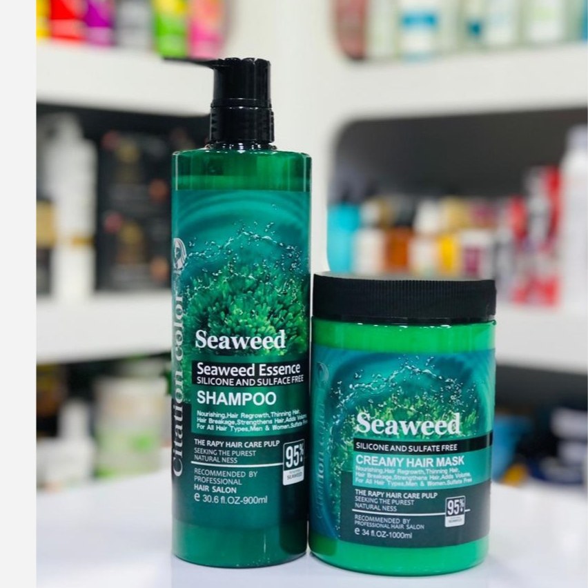 شامپو مو جلبک دریایی بدون سولفات و ترمیم کننده و ضد ریزش سیوید گویک حجم 1000 میل Seaweed