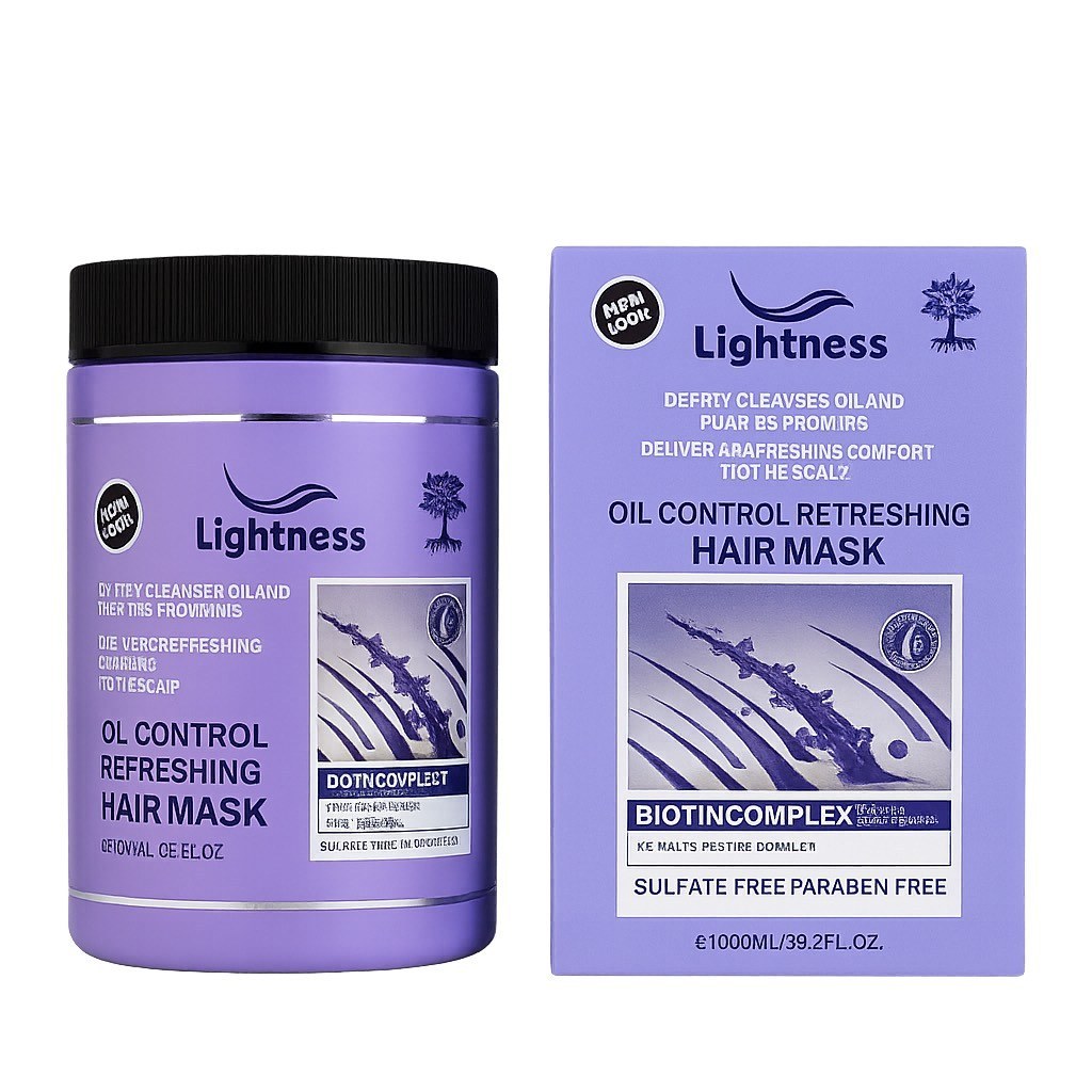 ماسک مو موهای چرب لایتنس Lightnness مدل Oil control حاوی بیوتین حجم 1000 میل داخل حمام