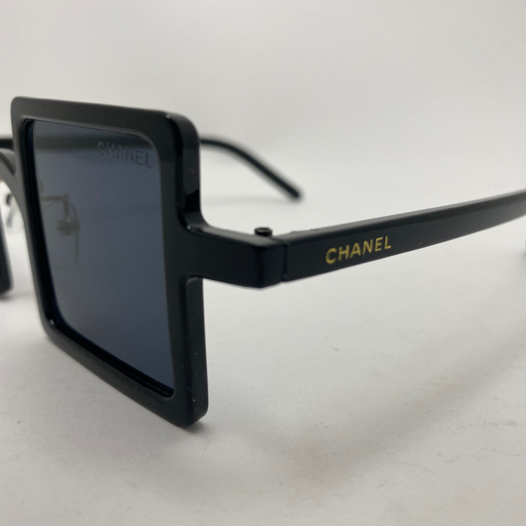 عینک آفتابی شنل CHANEL مربعی مشکی خاص به همراه کاور و دستمال مخصوص