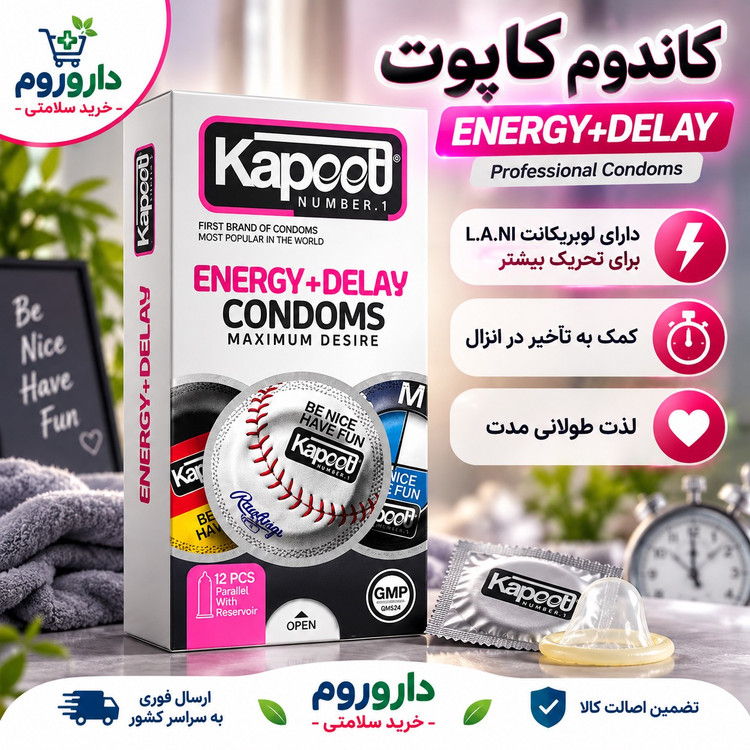 کاندوم کاپوت مدل Energy Delay بسته 12 عددی تأخیری و تحریک کننده