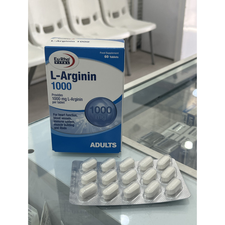 قرص ال آرژنین 1000 میلی گرم یوروویتال بسته 60 عددی