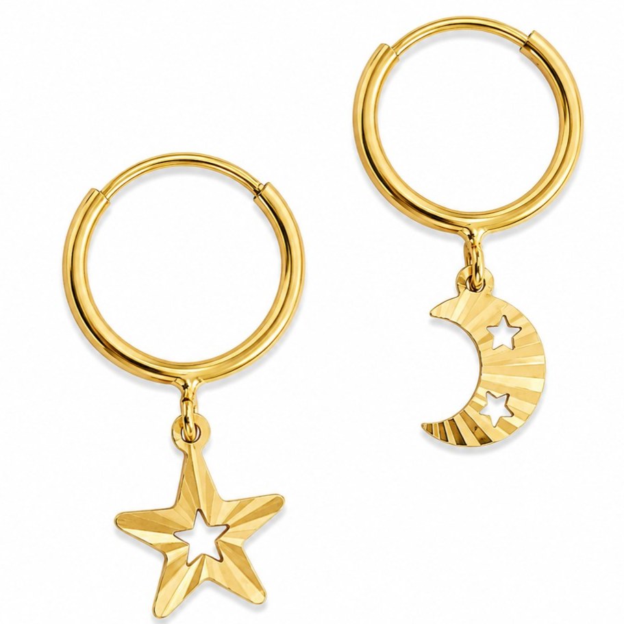 گوشواره طلا 18عیار ماه و ستاره 1.010گرم