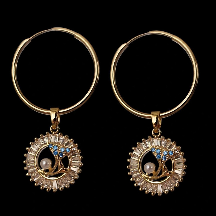 گوشواره طلا 18عیار حلقه ای بالی 1.520گرم