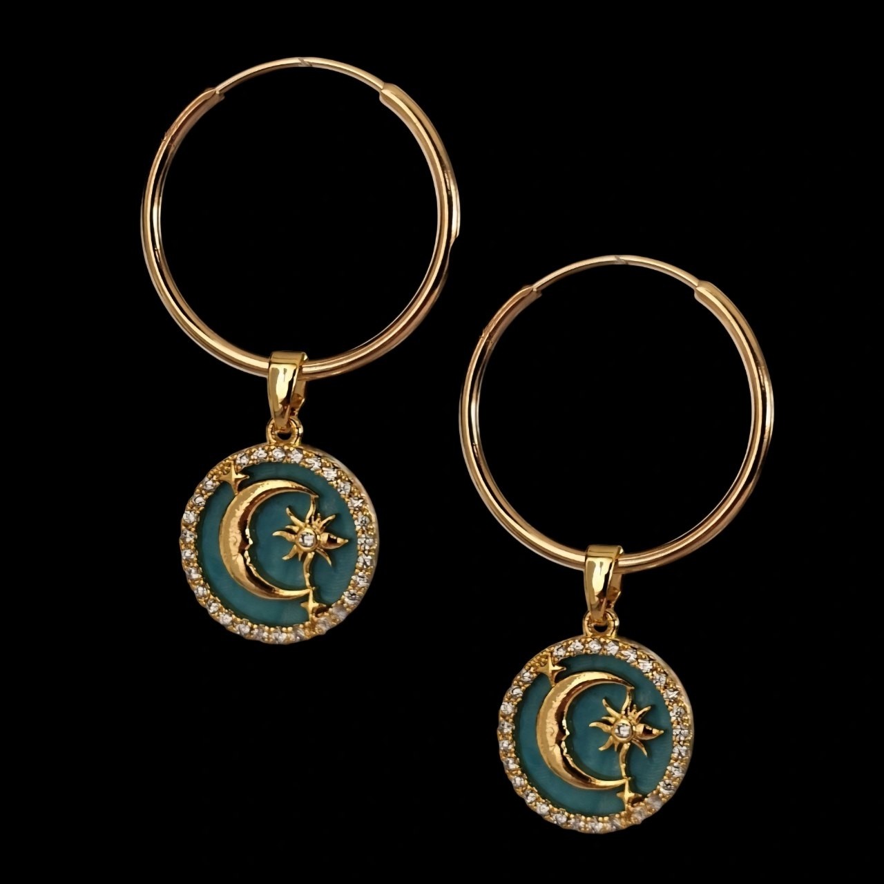 گوشواره طلا 18عیار حلقه ای ماه و ستاره 1.520گرم