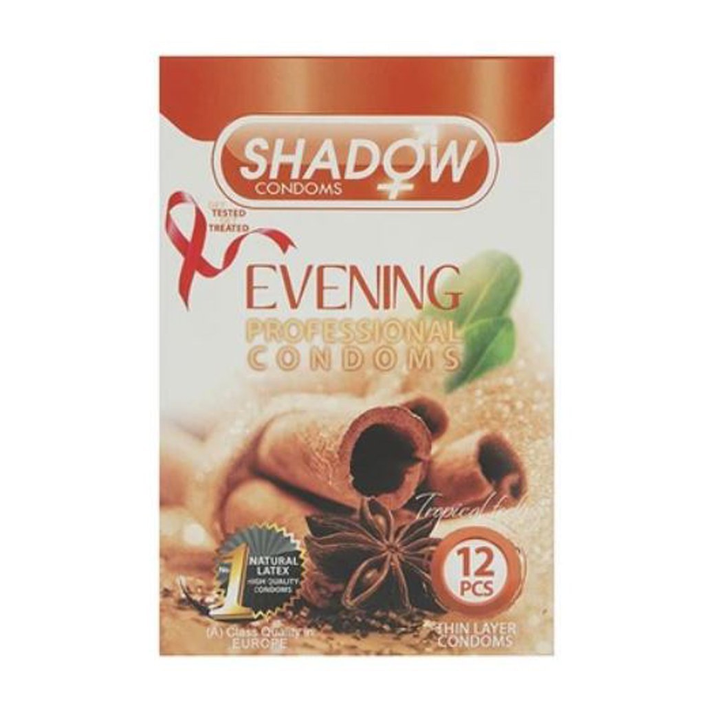 کاندوم خاردار و روان کننده دارچینی شادو SHADOW EVENING بسته 12 عددی
