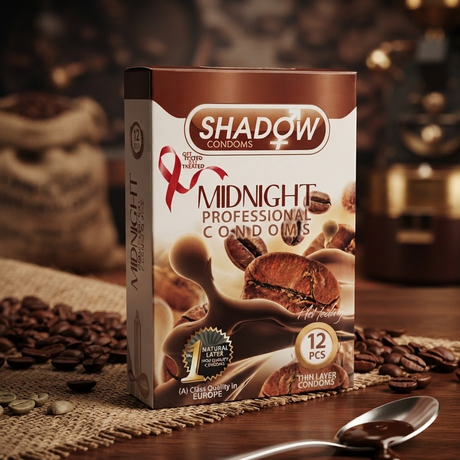 کاندوم خاردار و تاخیری قهوه شادو SHADOW MIDNIGHT بسته 12 عدد