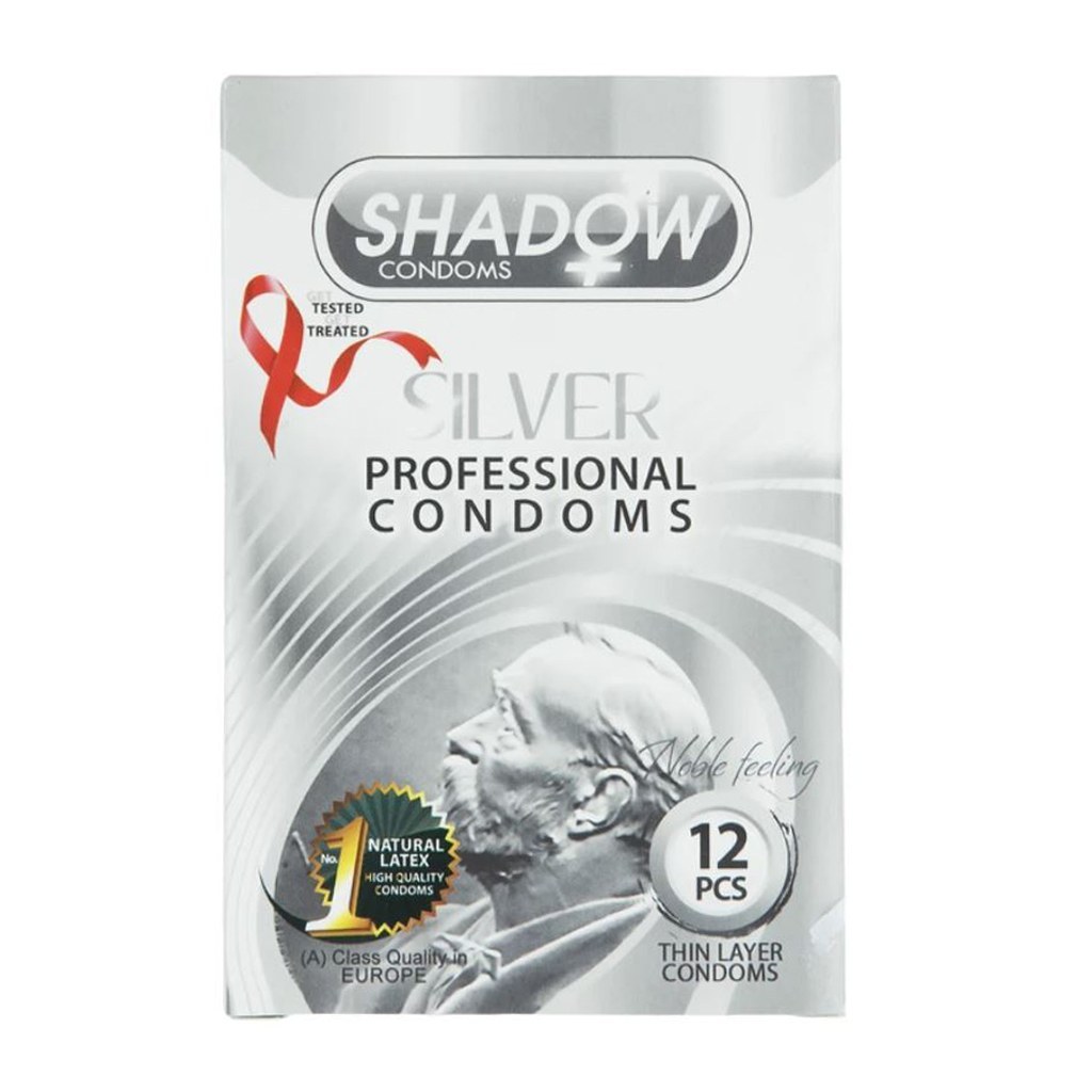 کاندوم تاخیری نازک نقره ای شادو SHADOW SILVER بسته 12 عدد