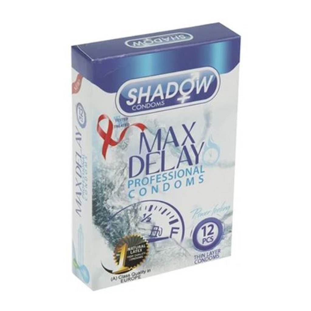 کاندوم خاردار و تاخیری قوی مکس دیلی شادو SHADOW MAX DELAY بسته 12 عددی