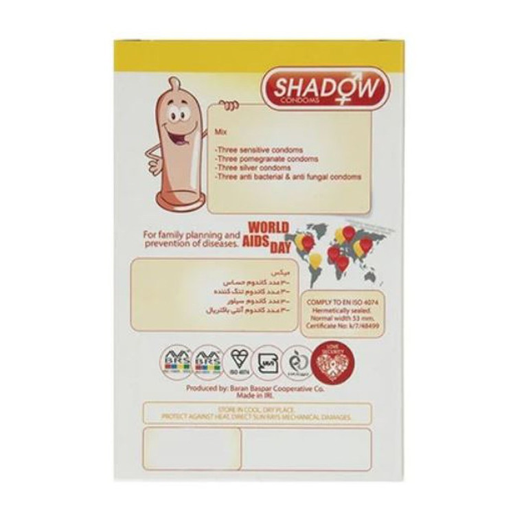 کاندوم میکس شادو SHADOW MIX بسته 12 عددی