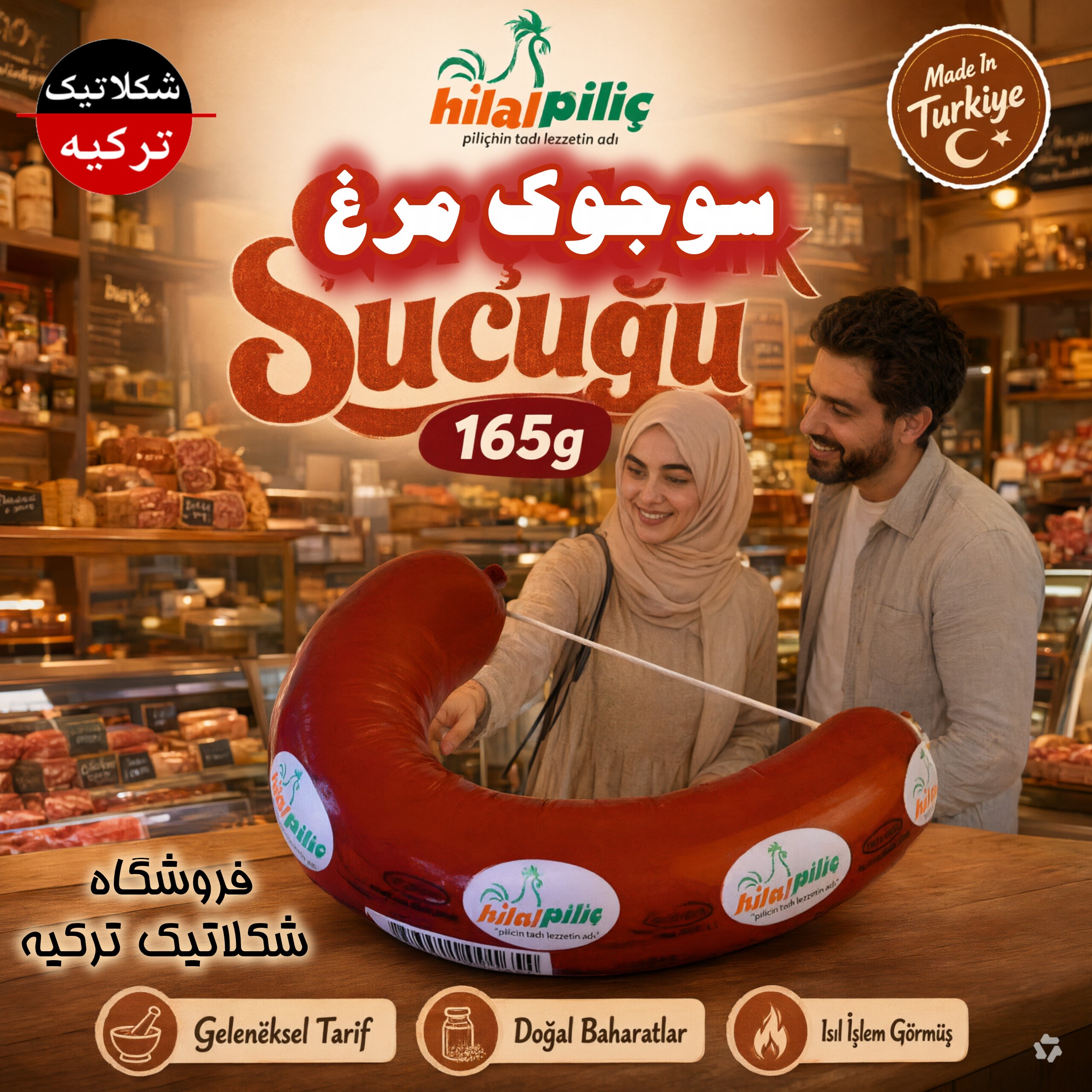 سوجوک مرغ ترکیه ای Hilal Pilic مدل نعلی 165 گرم پک دوتایی
