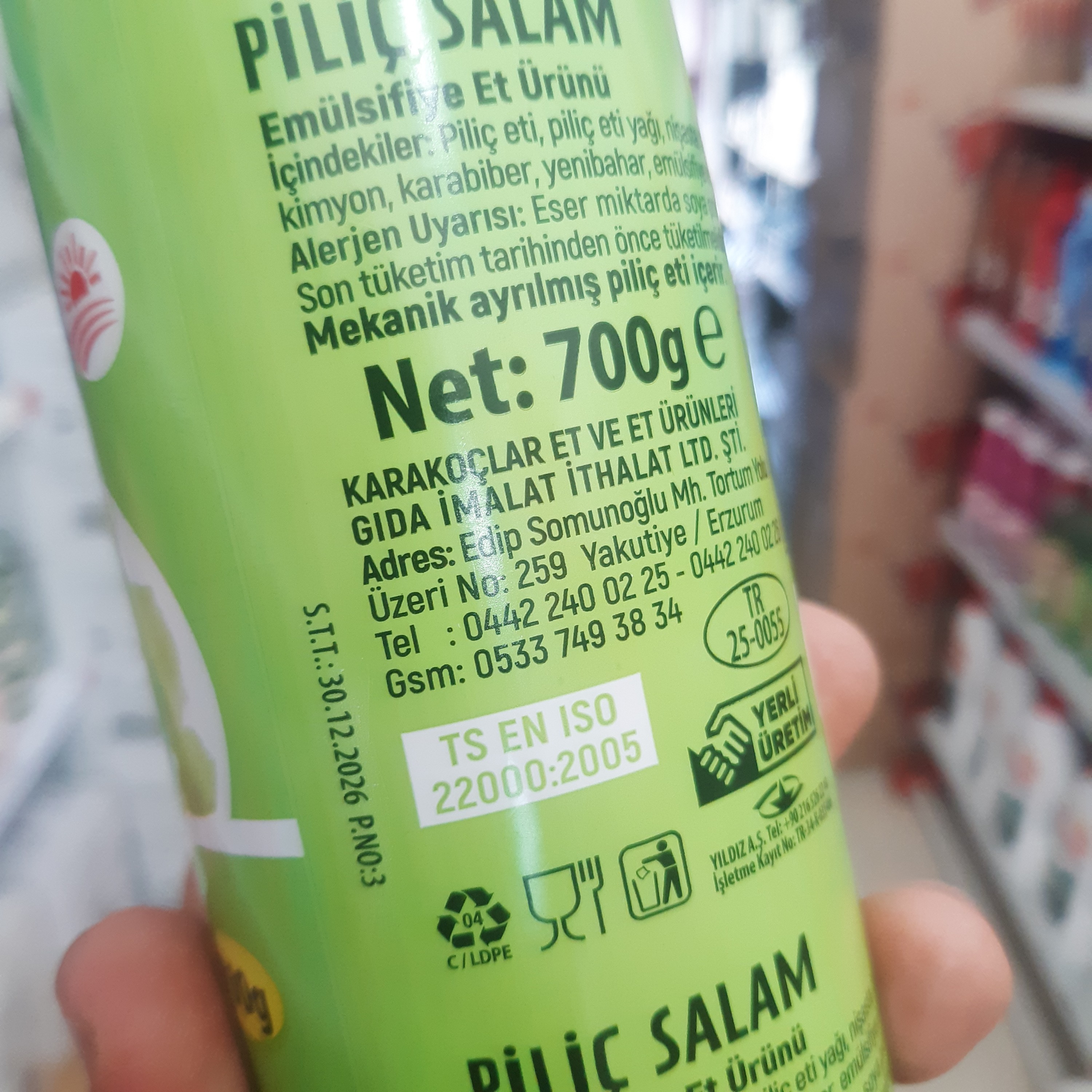 کالباس مرغ BASDOGU وزن 700 گرم باکیفیت درجه یک محصول ترکیه
