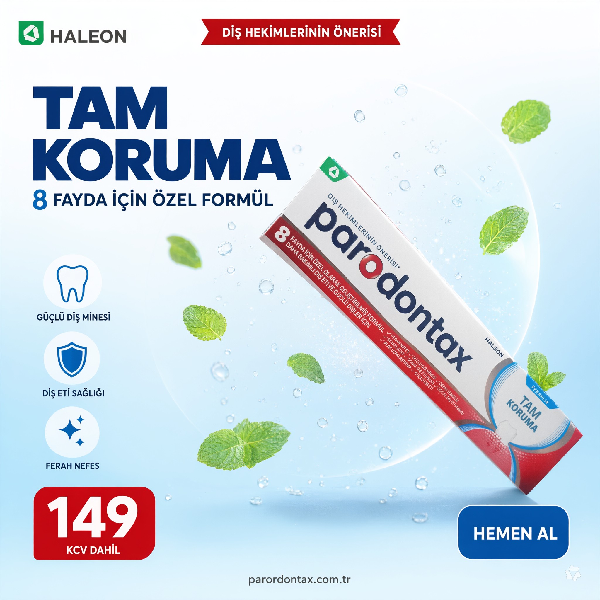 خمیردندان پارادونتکس Parodontax مدل Tam Koruma - محافظت کامل 8گانه