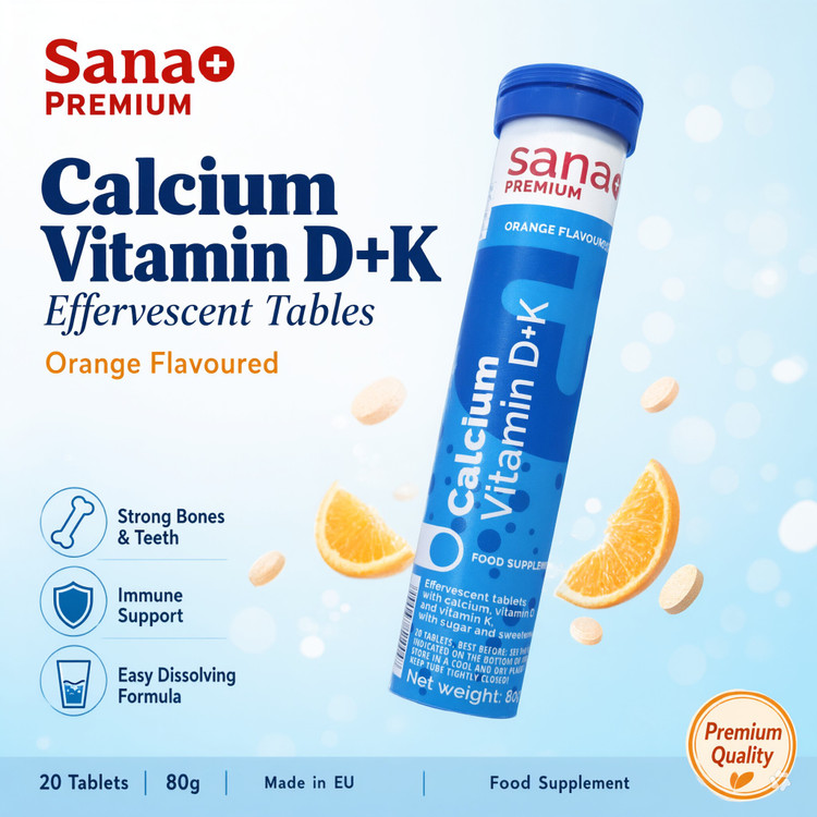 قرص جوشان کلسیم + ویتامین D+K سانا پرمیوم (Sana Premium)