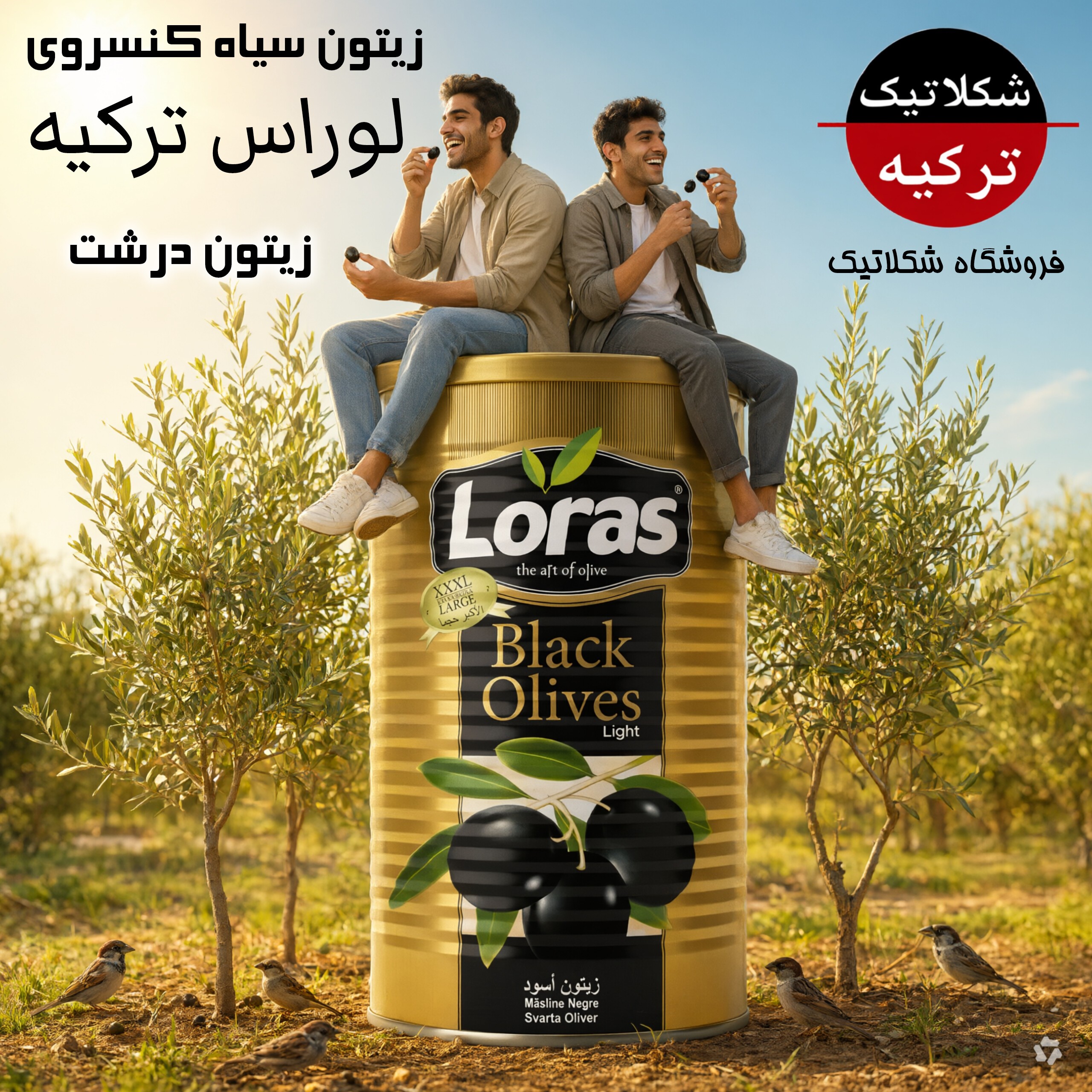 زیتون سیاه درشت لوراس 2500 گرم خالص فلزی ترکیه