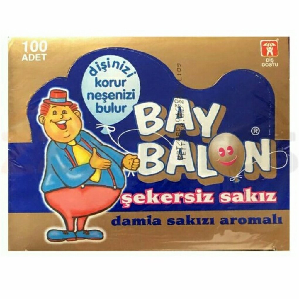 آدامس سقز بدون قند بایبالون اصلی ترکیه Bay Balon بسته 100 عدی