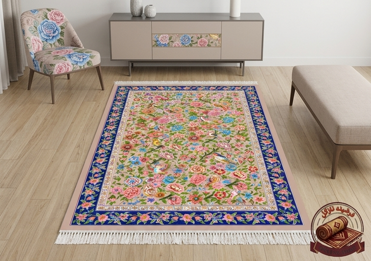 فرشینه مخمل طرح ابریشم مدل بهارستان کد A022