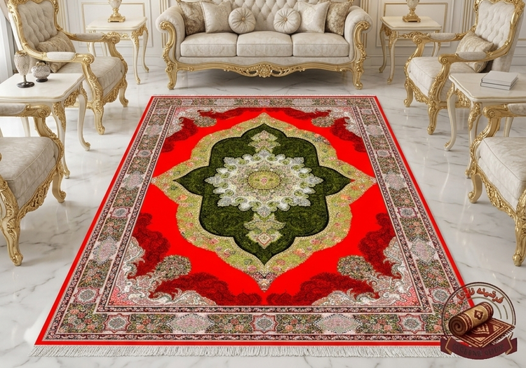 فرشینه مخمل طرح ابریشم با رنگ زمینه قرمز لاکی رویه نرم و لطیف کد A097