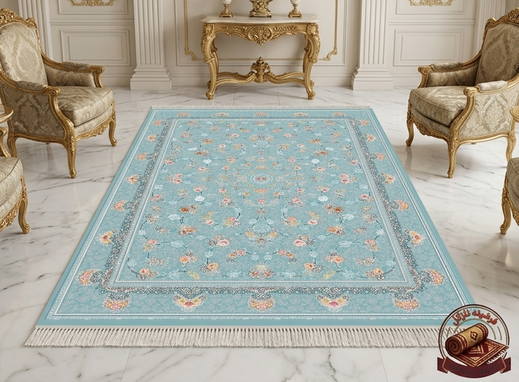 فرشینه مخمل طرح ابریشم نقشه گلافشان سلطنتی رنگ فیلی روشن کد A096
