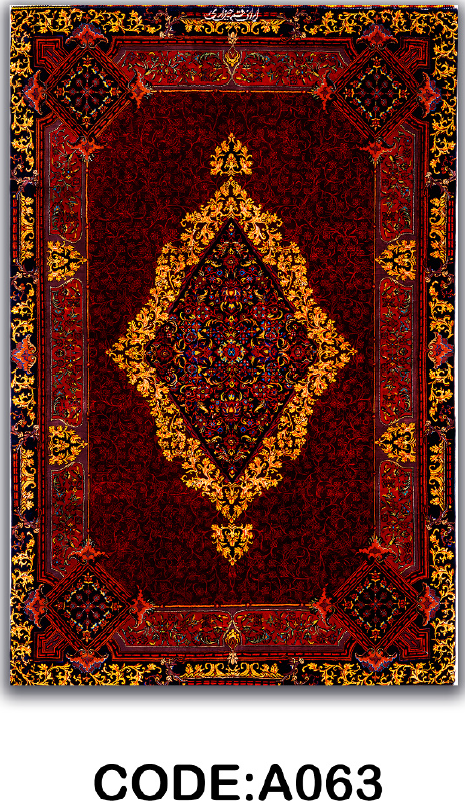 فرشینه ماشینی مخمل با طرح ابریشم رنگ لاکی کلاسیک کد A063