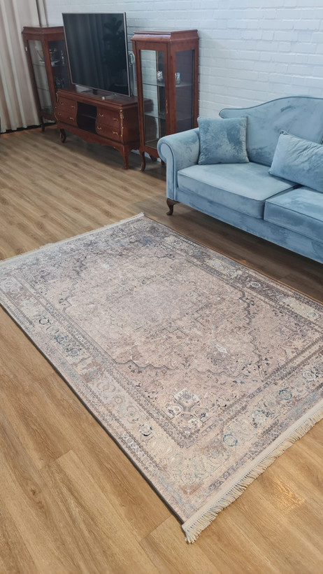فرشینه مدرن طرح هریس کهنهنما رنگ فیلی و کرم کد L140